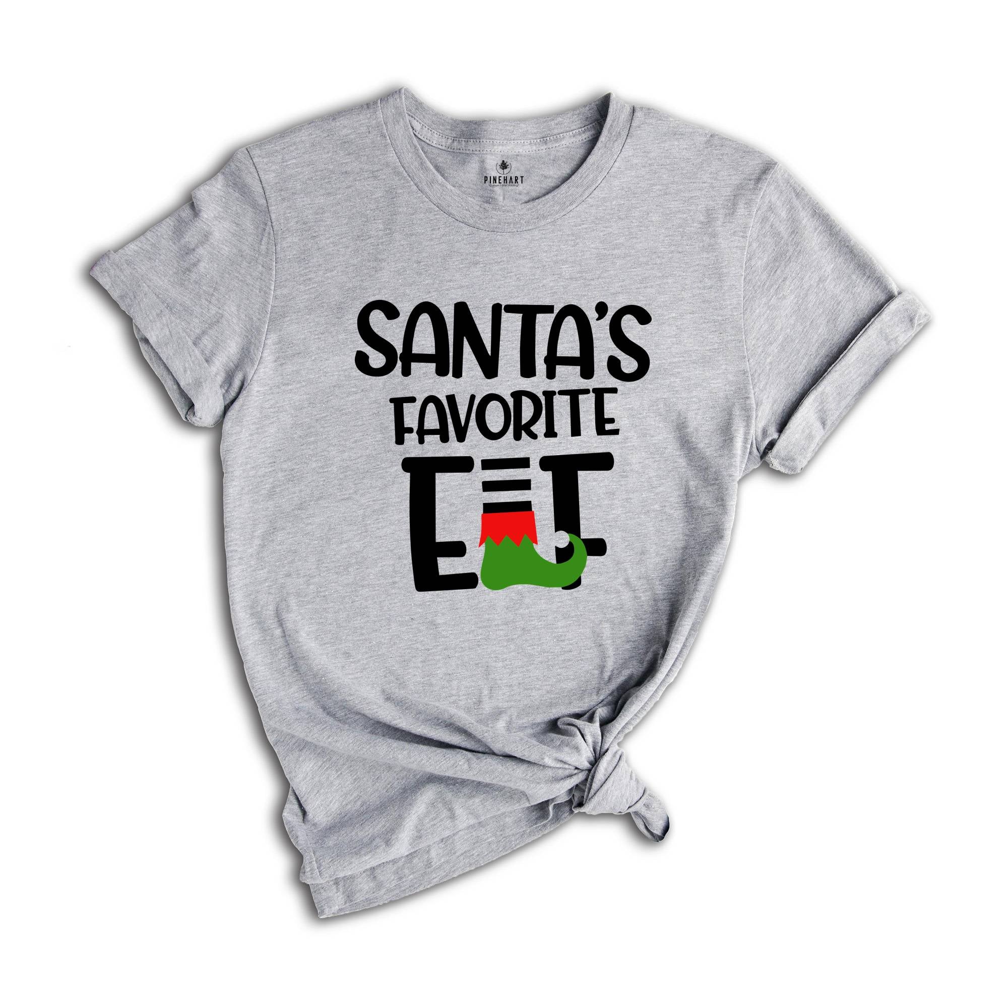 Santa's Favorite Elf Shirt, Christmas Elf T-Shirt, Holiday Tee, Christmas Party Costume, Christmas Pajamas, Xmas Family Matching