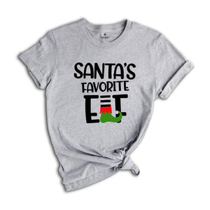 Santa's Favorite Elf Shirt, Christmas Elf T-Shirt, Holiday Tee, Christmas Party Costume, Christmas Pajamas, Xmas Family Matching