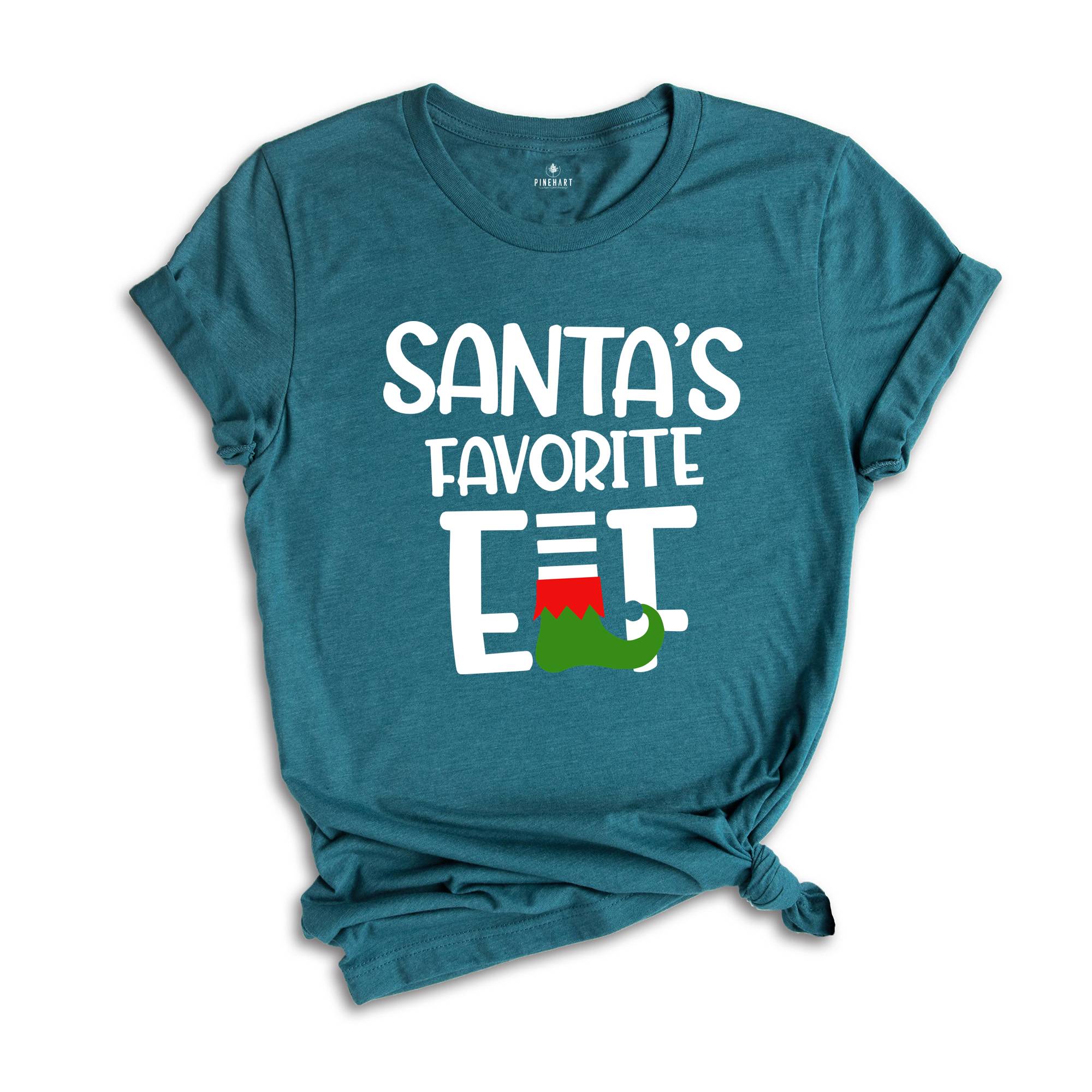 Santa's Favorite Elf Shirt, Christmas Elf T-Shirt, Holiday Tee, Christmas Party Costume, Christmas Pajamas, Xmas Family Matching