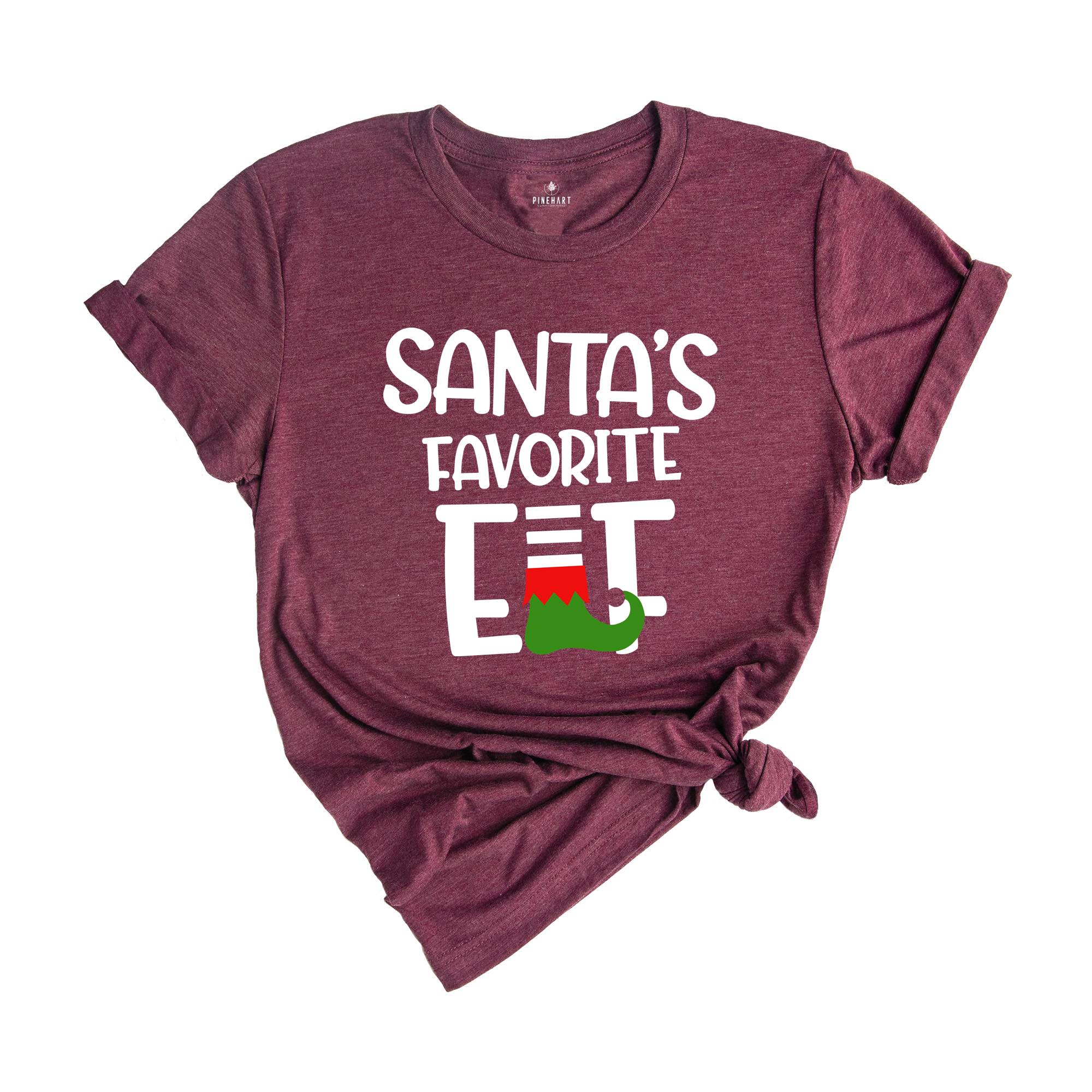Santa's Favorite Elf Shirt, Christmas Elf T-Shirt, Holiday Tee, Christmas Party Costume, Christmas Pajamas, Xmas Family Matching