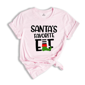 Santa's Favorite Elf Shirt, Christmas Elf T-Shirt, Holiday Tee, Christmas Party Costume, Christmas Pajamas, Xmas Family Matching