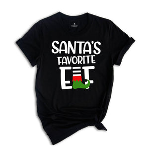 Santa's Favorite Elf Shirt, Christmas Elf T-Shirt, Holiday Tee, Christmas Party Costume, Christmas Pajamas, Xmas Family Matching