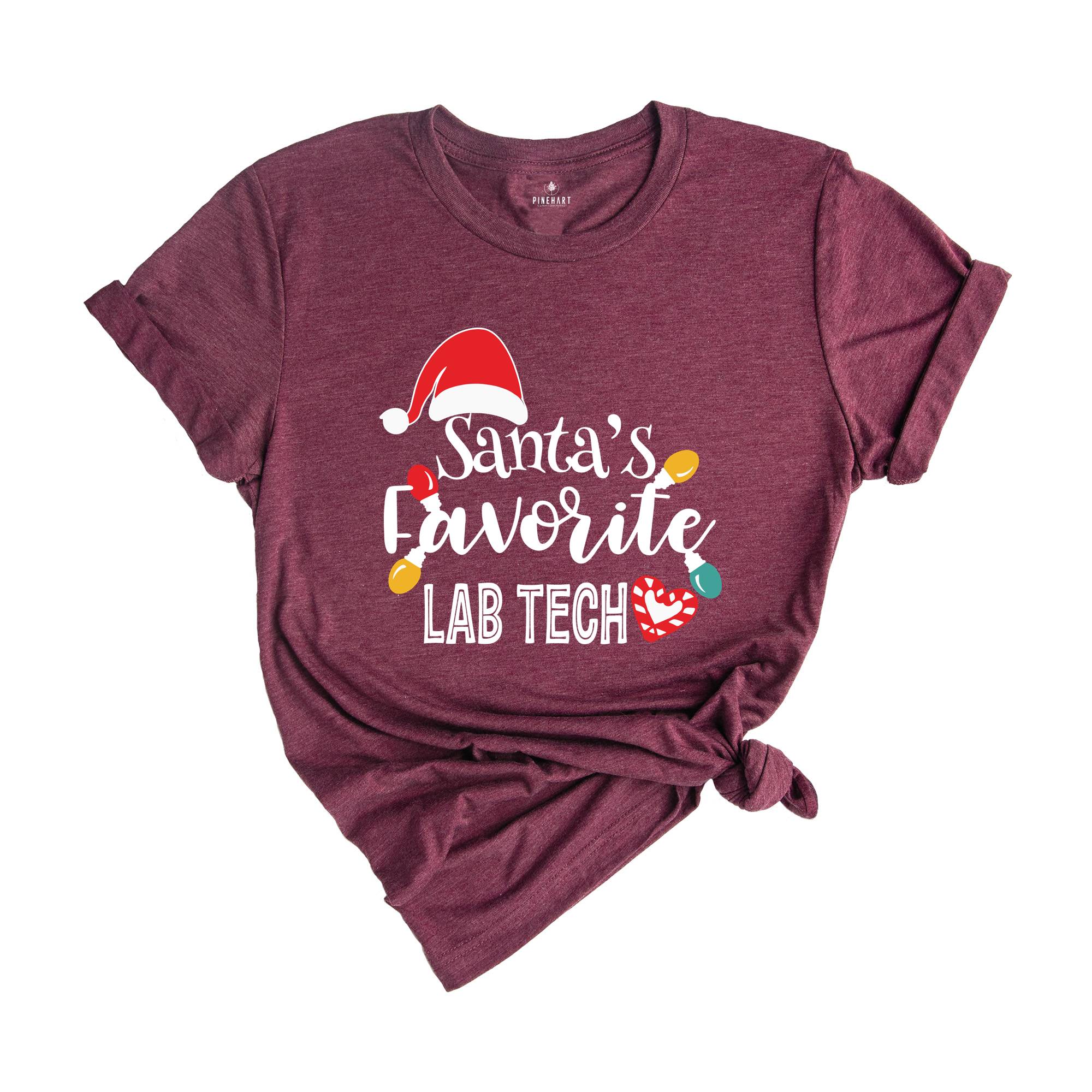 Santa's Favorite Laboratory Tech Shirt, Lab Technician Christmas T-Shirt, Christmas Med Laboratory Technician, Ugly Christmas Lab Techs Tee