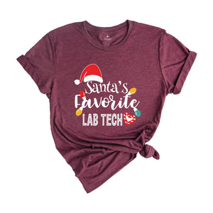 Santa's Favorite Laboratory Tech Shirt, Lab Technician Christmas T-Shirt, Christmas Med Laboratory Technician, Ugly Christmas Lab Techs Tee