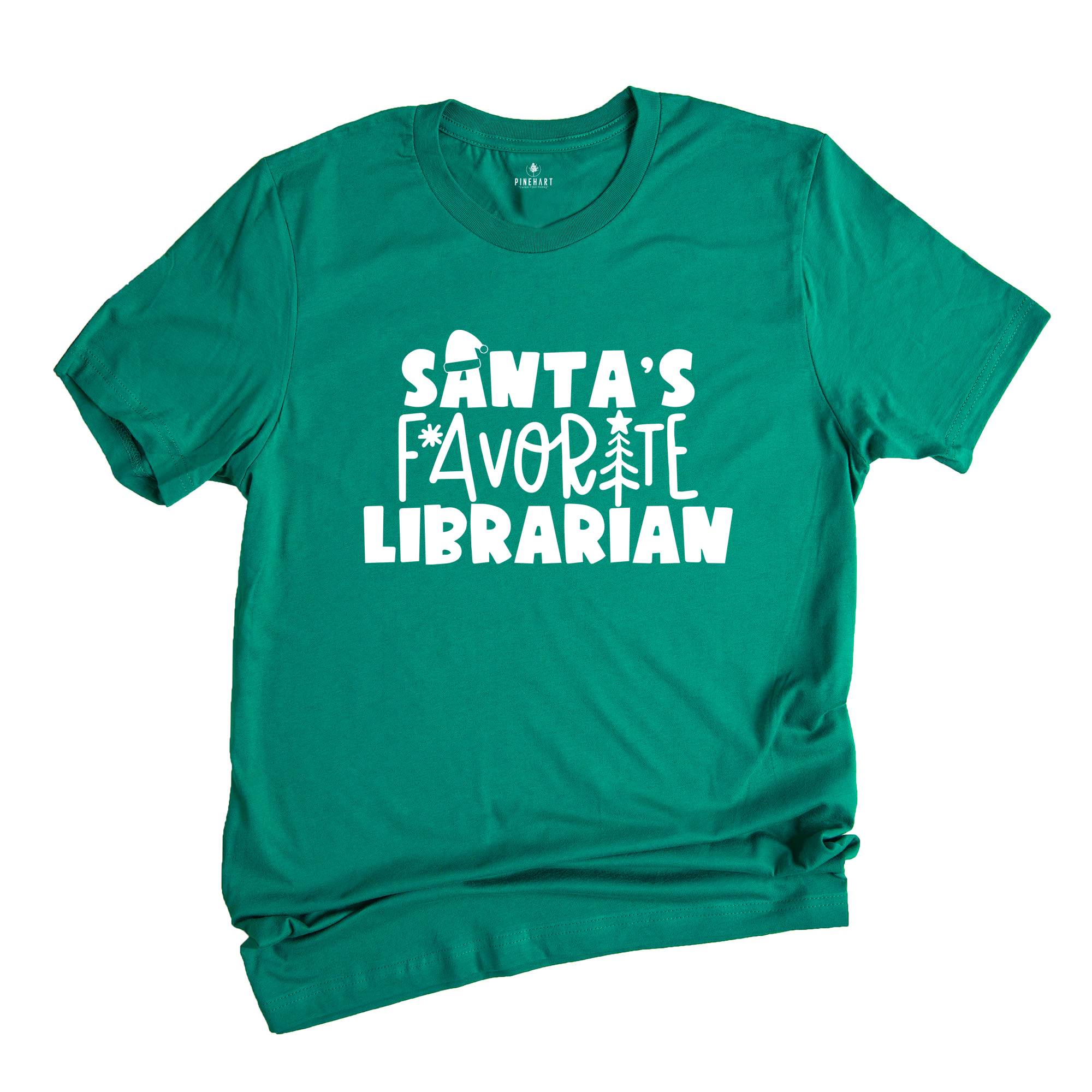 Santa's Favorite Librarian Tee, Funny Christmas Shirt, Librarian Holiday T-Shirt, Winter Librarian Gift, Gift for Librarian