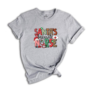 Santa's Favorite Nurse Shirt, Nurse Apparel, Christmas Nurse Shirt, Cute Santa Tee, Christmas Shirt, Cute Christmas Shirt