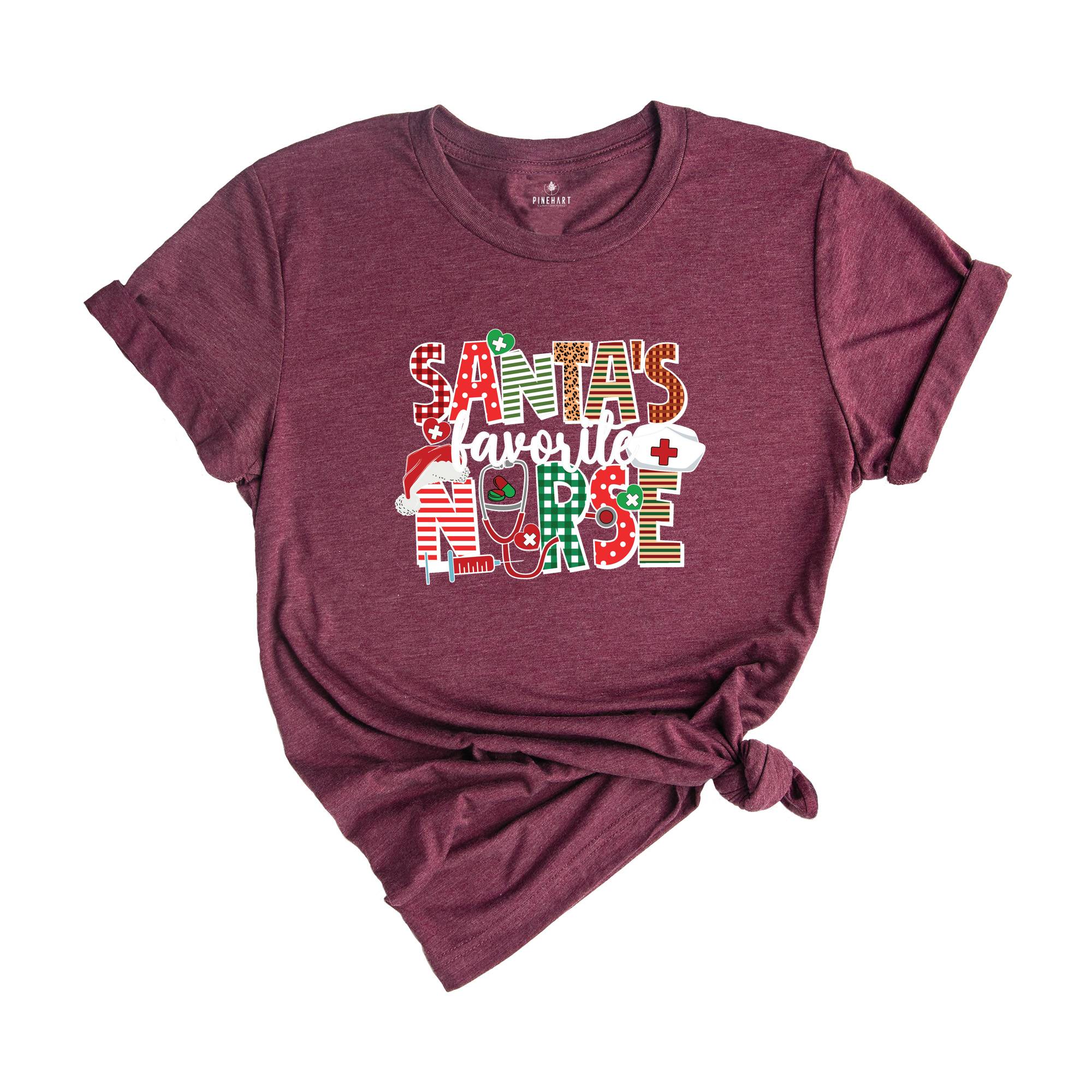Santa's Favorite Nurse Shirt, Nurse Apparel, Christmas Nurse Shirt, Cute Santa Tee, Christmas Shirt, Cute Christmas Shirt