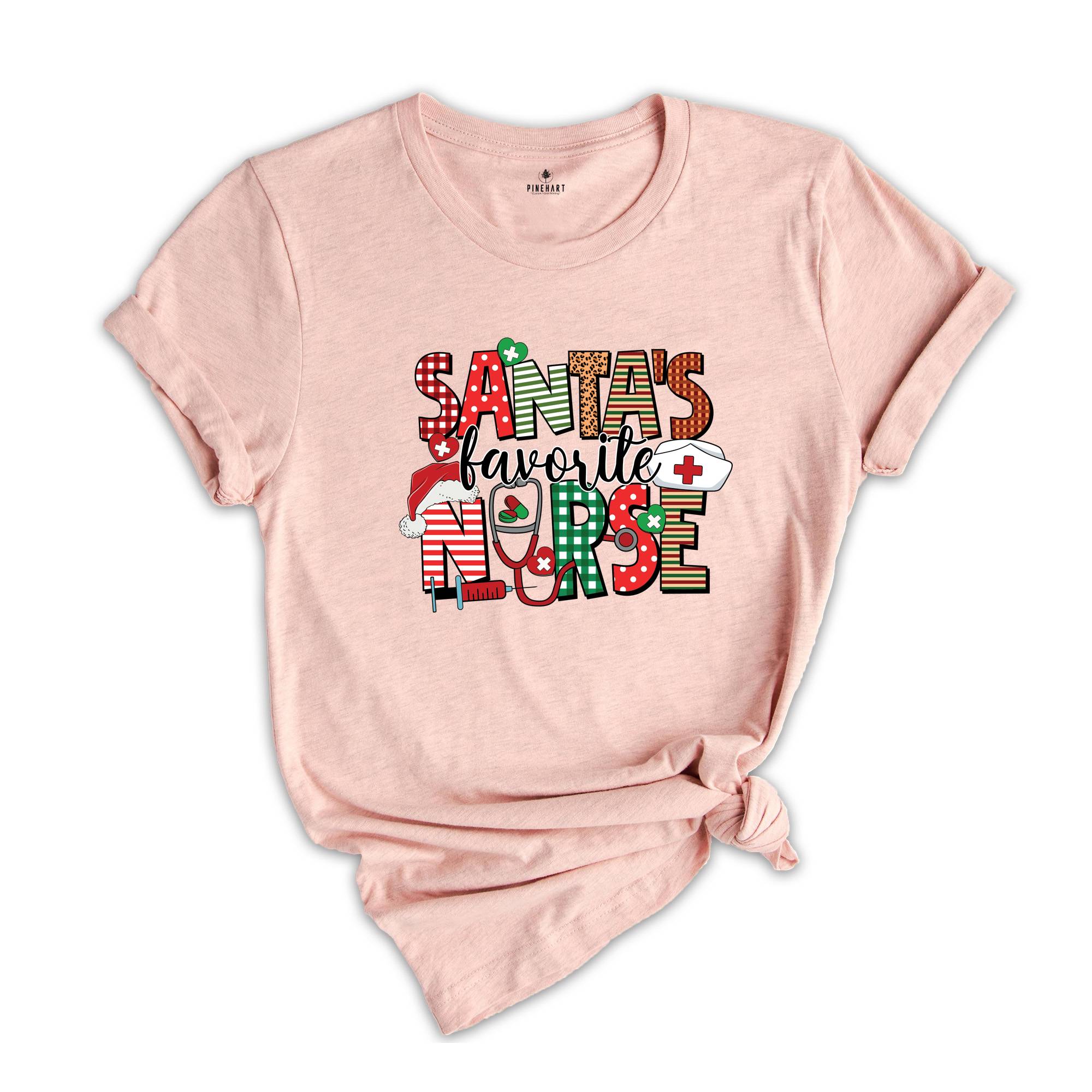 Santa's Favorite Nurse Shirt, Nurse Apparel, Christmas Nurse Shirt, Cute Santa Tee, Christmas Shirt, Cute Christmas Shirt
