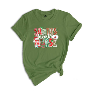 Santa's Favorite Nurse Shirt, Nurse Apparel, Christmas Nurse Shirt, Cute Santa Tee, Christmas Shirt, Cute Christmas Shirt