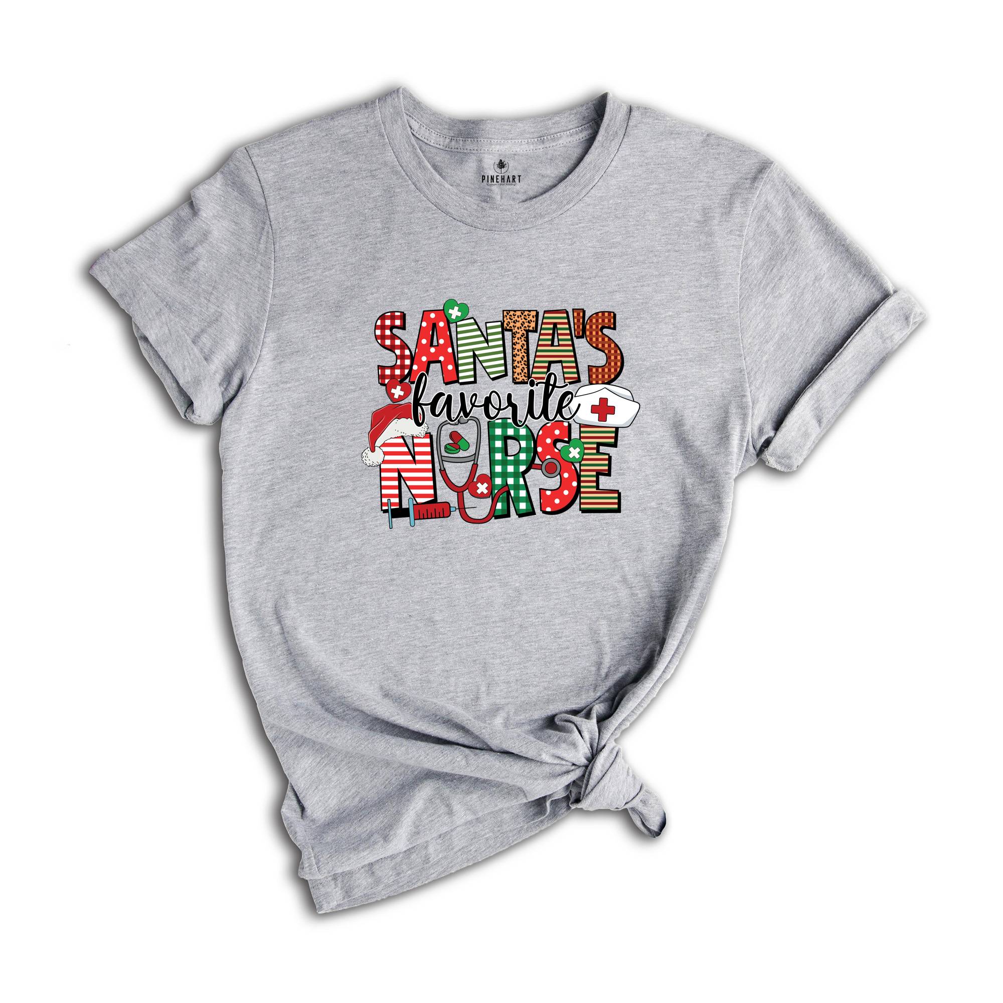 Santa's Favorite Nurse Shirt, Nurse Apparel, Christmas Nurse Shirt, Cute Santa Tee, Christmas Shirt, Cute Christmas Shirt