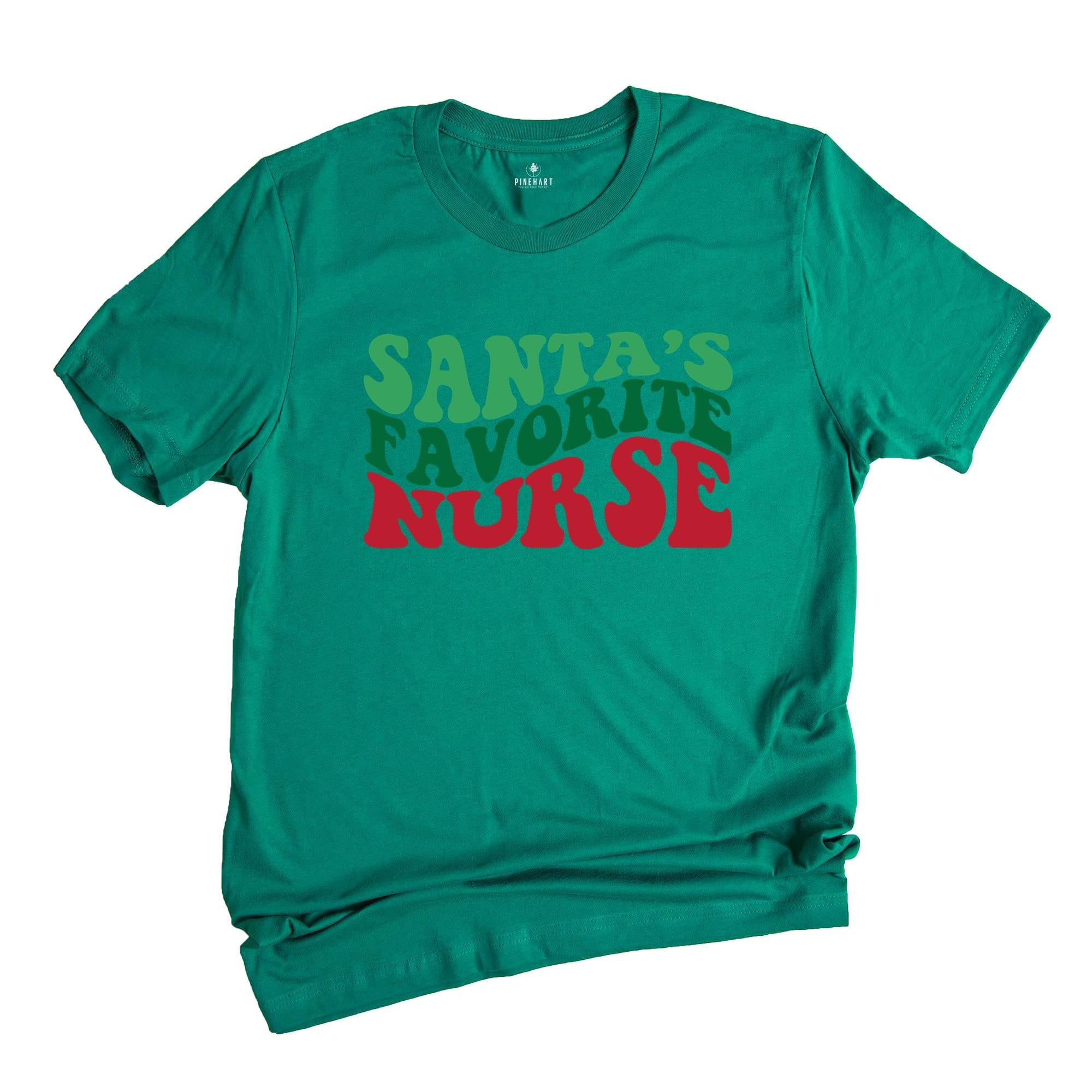 Santa's Favorite Nurse T-Shirt, Christmas Nurse Tee, Gift For Nurse, Chrıstmas Costume, Nurse Life Shirt, Medical Worker Christmas