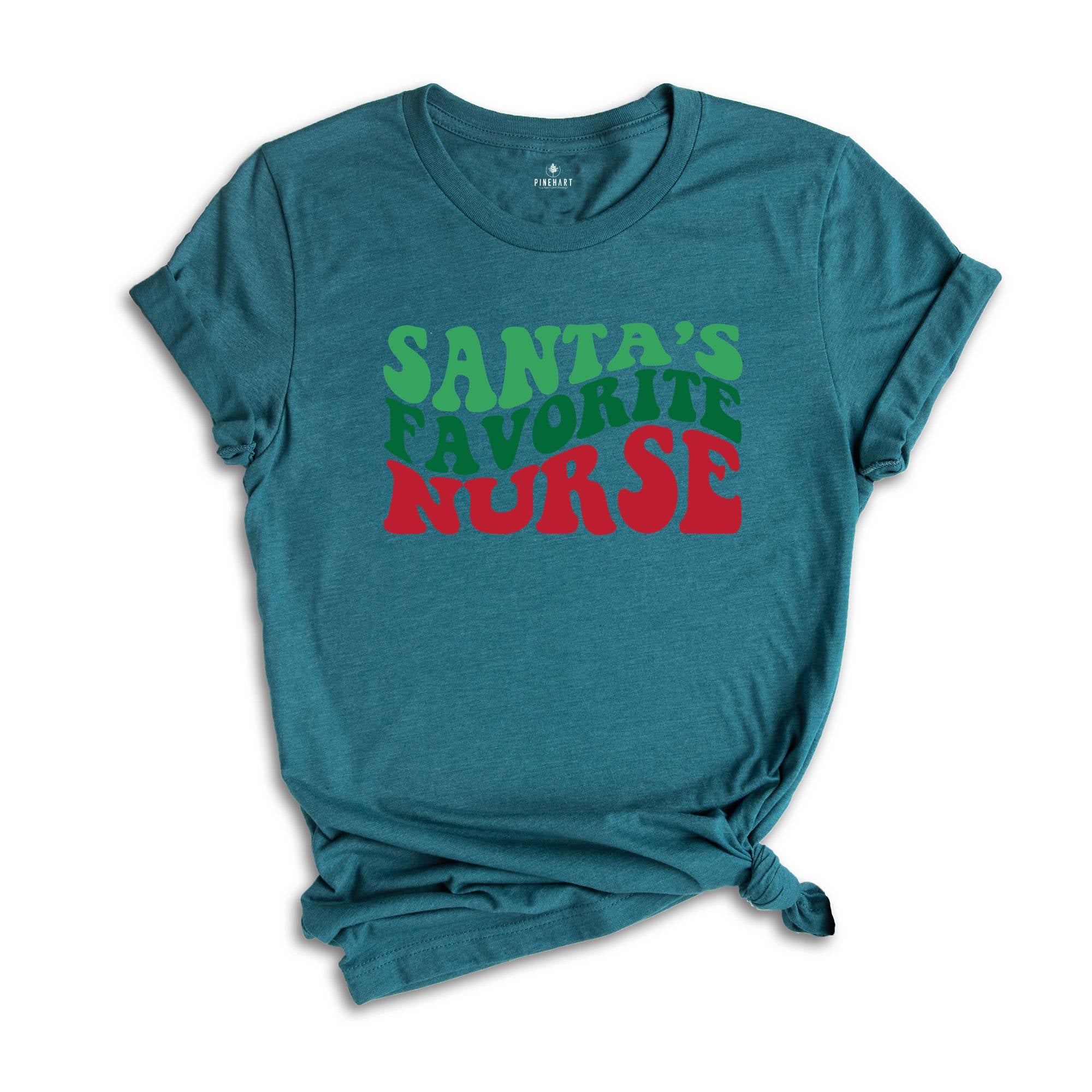 Santa's Favorite Nurse T-Shirt, Christmas Nurse Tee, Gift For Nurse, Chrıstmas Costume, Nurse Life Shirt, Medical Worker Christmas