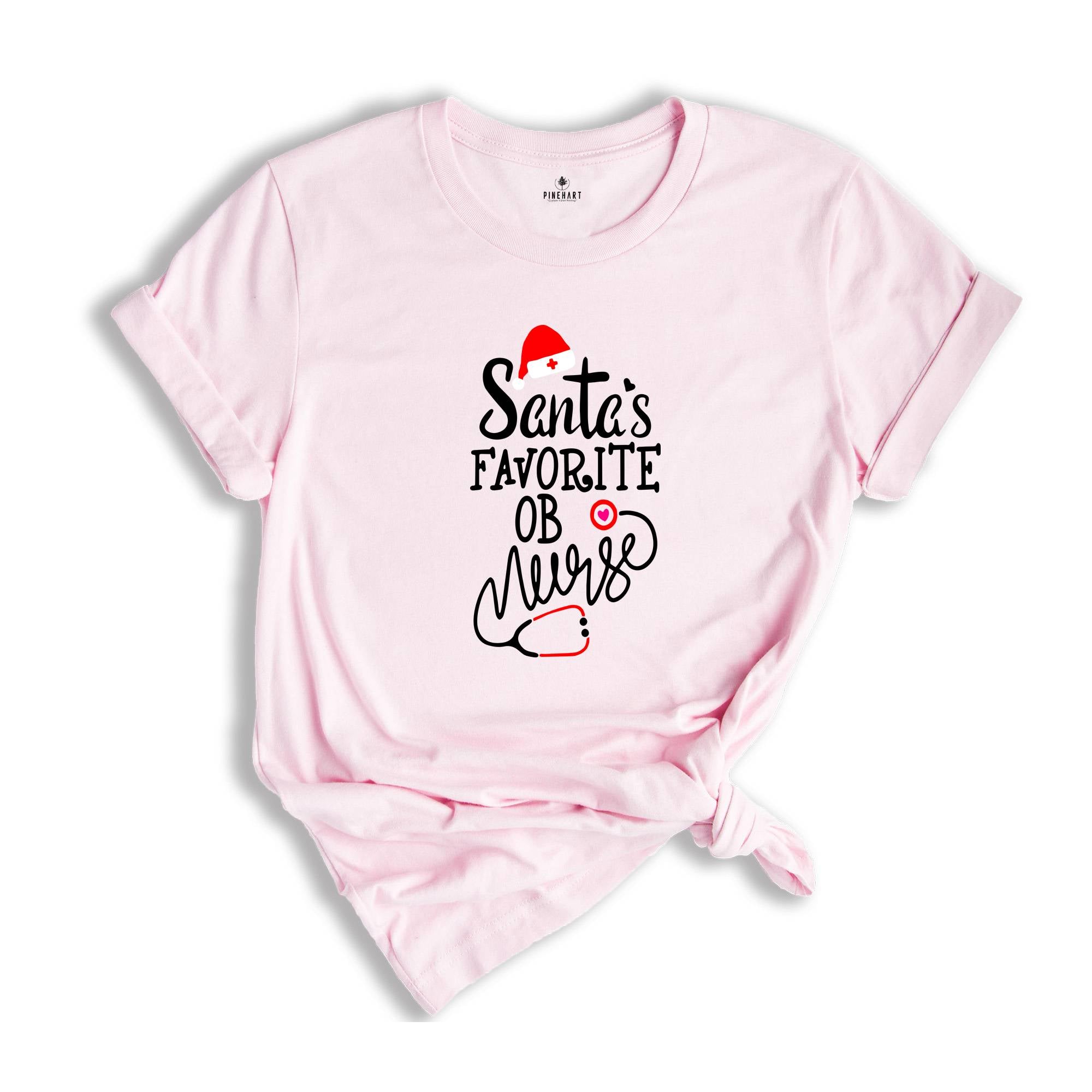Santa's Favorite OB Nurse T-Shirt, Cute Christmas Gift For Nurse, Obstetrical Nurse Shirt, Lovely Nurse Tee