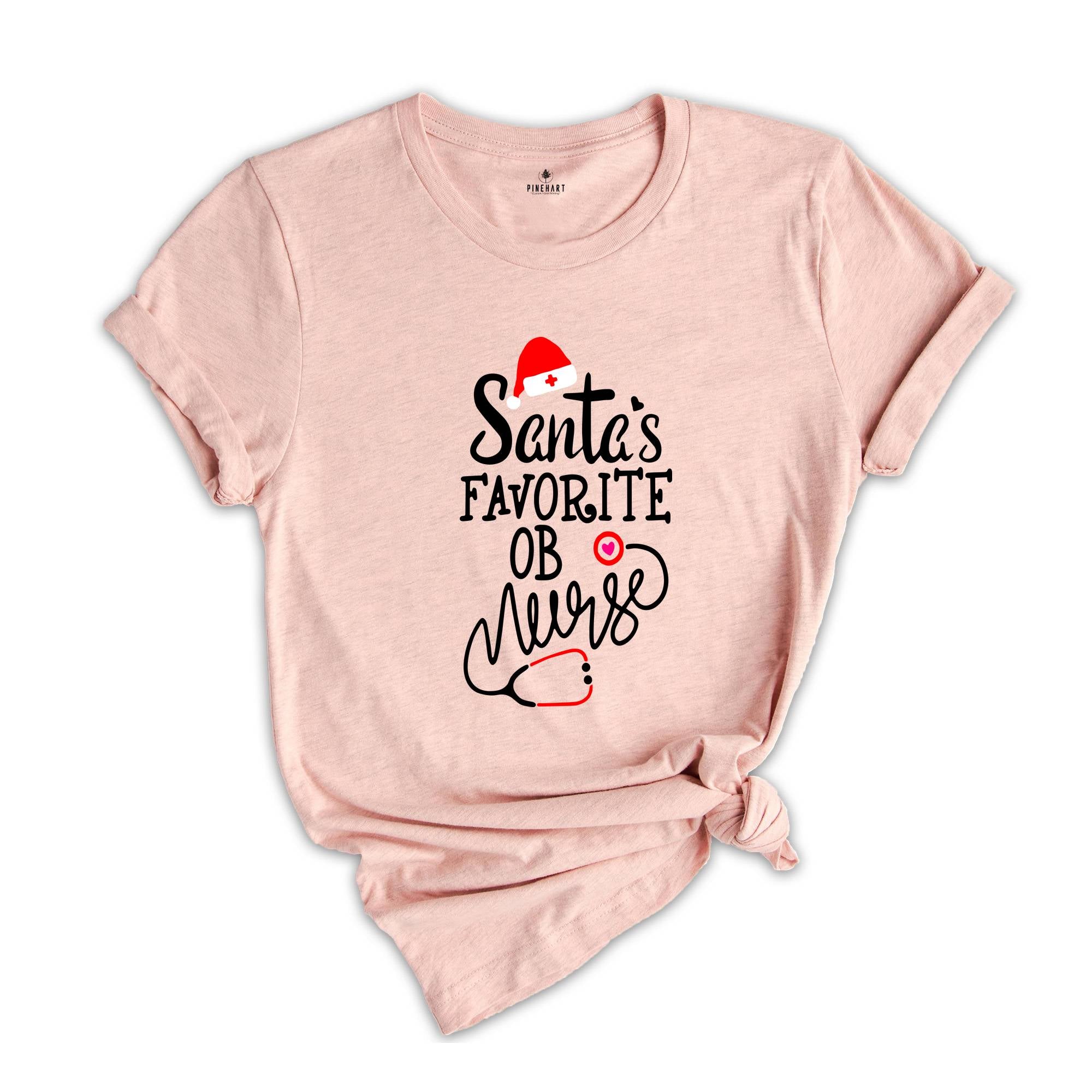 Santa's Favorite OB Nurse T-Shirt, Cute Christmas Gift For Nurse, Obstetrical Nurse Shirt, Lovely Nurse Tee