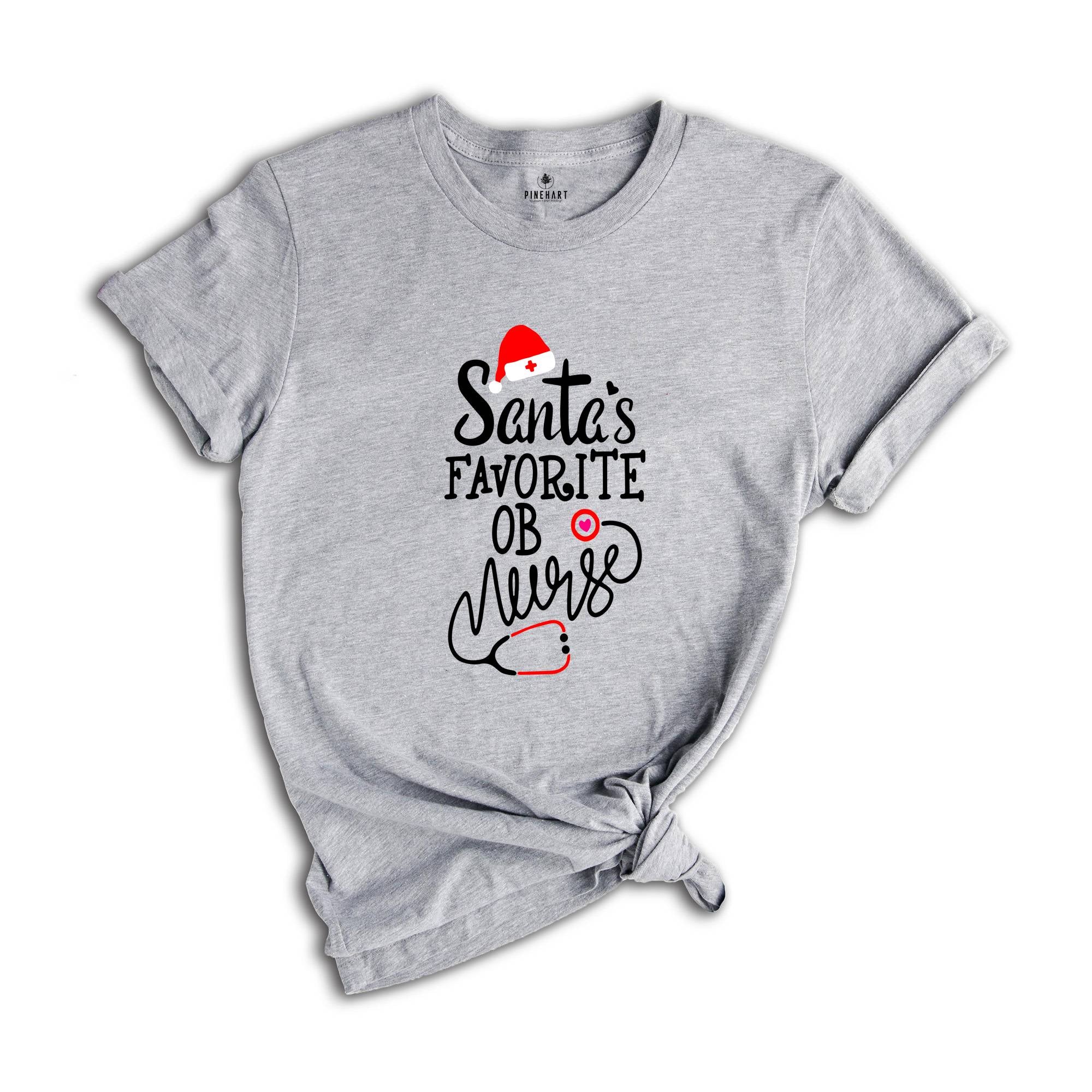 Santa's Favorite OB Nurse T-Shirt, Cute Christmas Gift For Nurse, Obstetrical Nurse Shirt, Lovely Nurse Tee