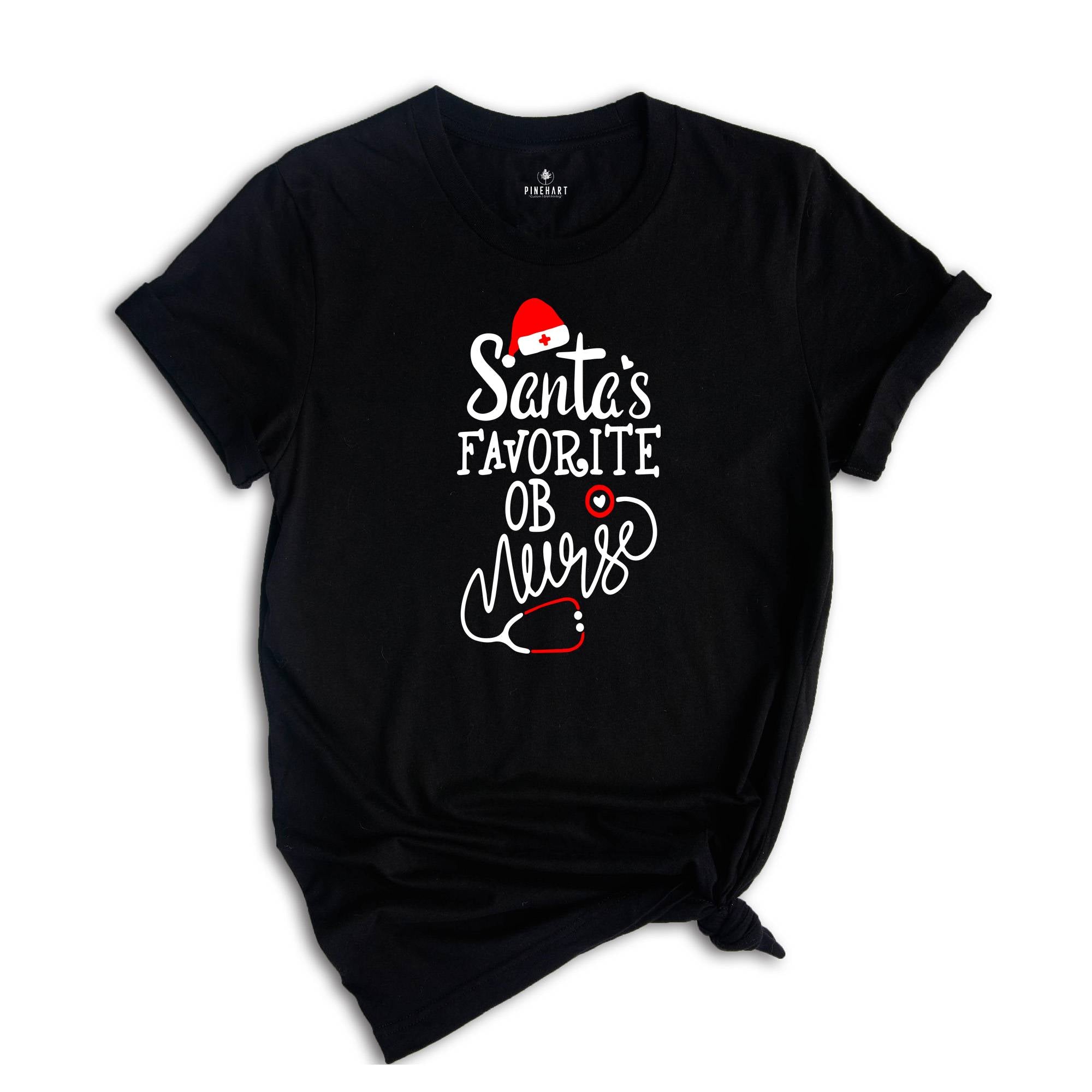 Santa's Favorite OB Nurse T-Shirt, Cute Christmas Gift For Nurse, Obstetrical Nurse Shirt, Lovely Nurse Tee