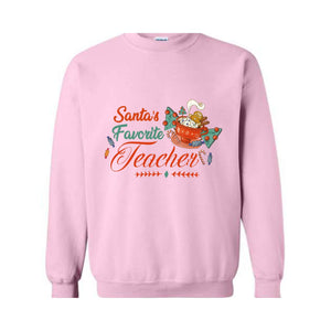 Santa's Favorite Teacher Christmas Shirt, Christmas Teacher Sweatshirt, Santa's Favorite Teacher Sweatshirt, Cute Teacher Christmas Sweater.