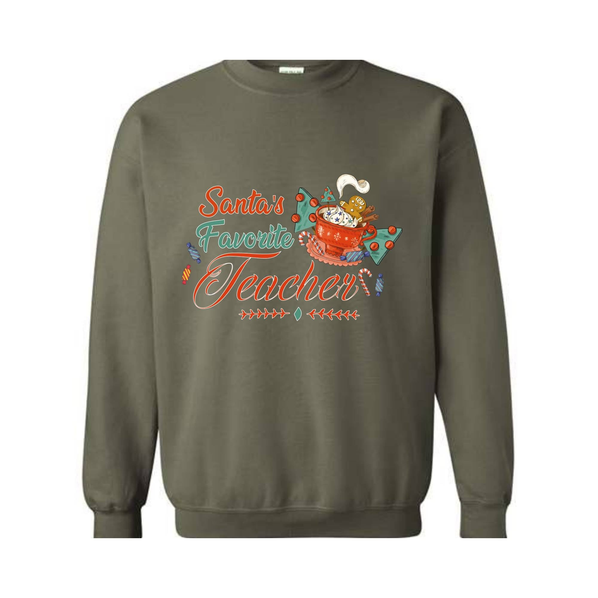 Santa's Favorite Teacher Christmas Shirt, Christmas Teacher Sweatshirt, Santa's Favorite Teacher Sweatshirt, Cute Teacher Christmas Sweater.