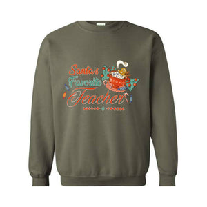 Santa's Favorite Teacher Christmas Shirt, Christmas Teacher Sweatshirt, Santa's Favorite Teacher Sweatshirt, Cute Teacher Christmas Sweater.