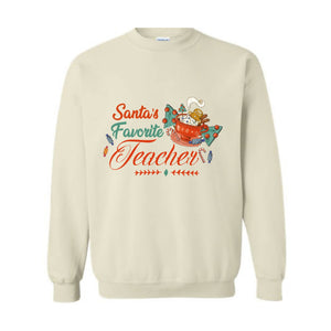 Santa's Favorite Teacher Christmas Shirt, Christmas Teacher Sweatshirt, Santa's Favorite Teacher Sweatshirt, Cute Teacher Christmas Sweater.