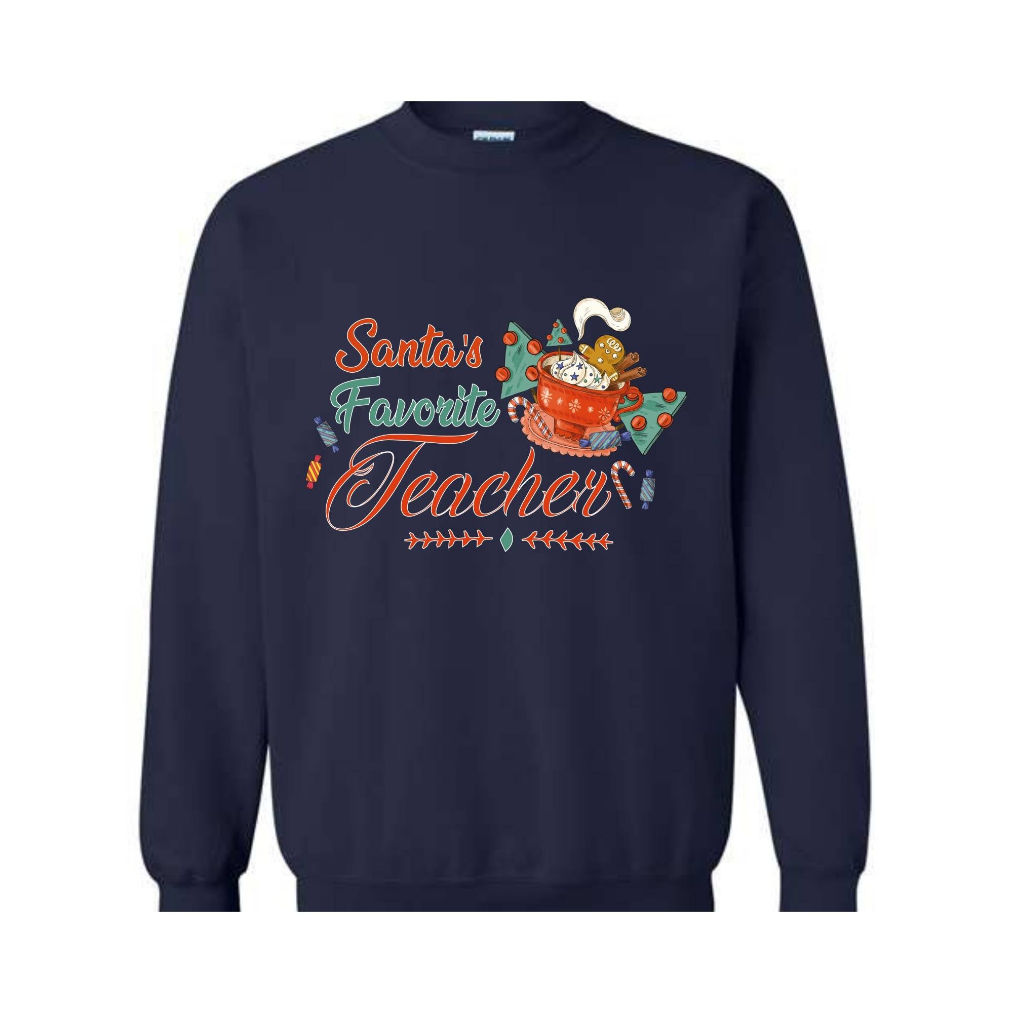 Santa's Favorite Teacher Christmas Shirt, Christmas Teacher Sweatshirt, Santa's Favorite Teacher Sweatshirt, Cute Teacher Christmas Sweater.
