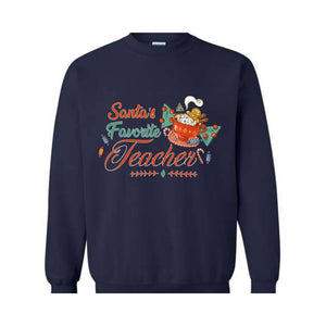 Santa's Favorite Teacher Christmas Shirt, Christmas Teacher Sweatshirt, Santa's Favorite Teacher Sweatshirt, Cute Teacher Christmas Sweater.