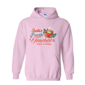 Santa's Favorite Teacher Christmas Shirt, Christmas Teacher Sweatshirt, Santa's Favorite Teacher Sweatshirt, Cute Teacher Christmas Sweater.