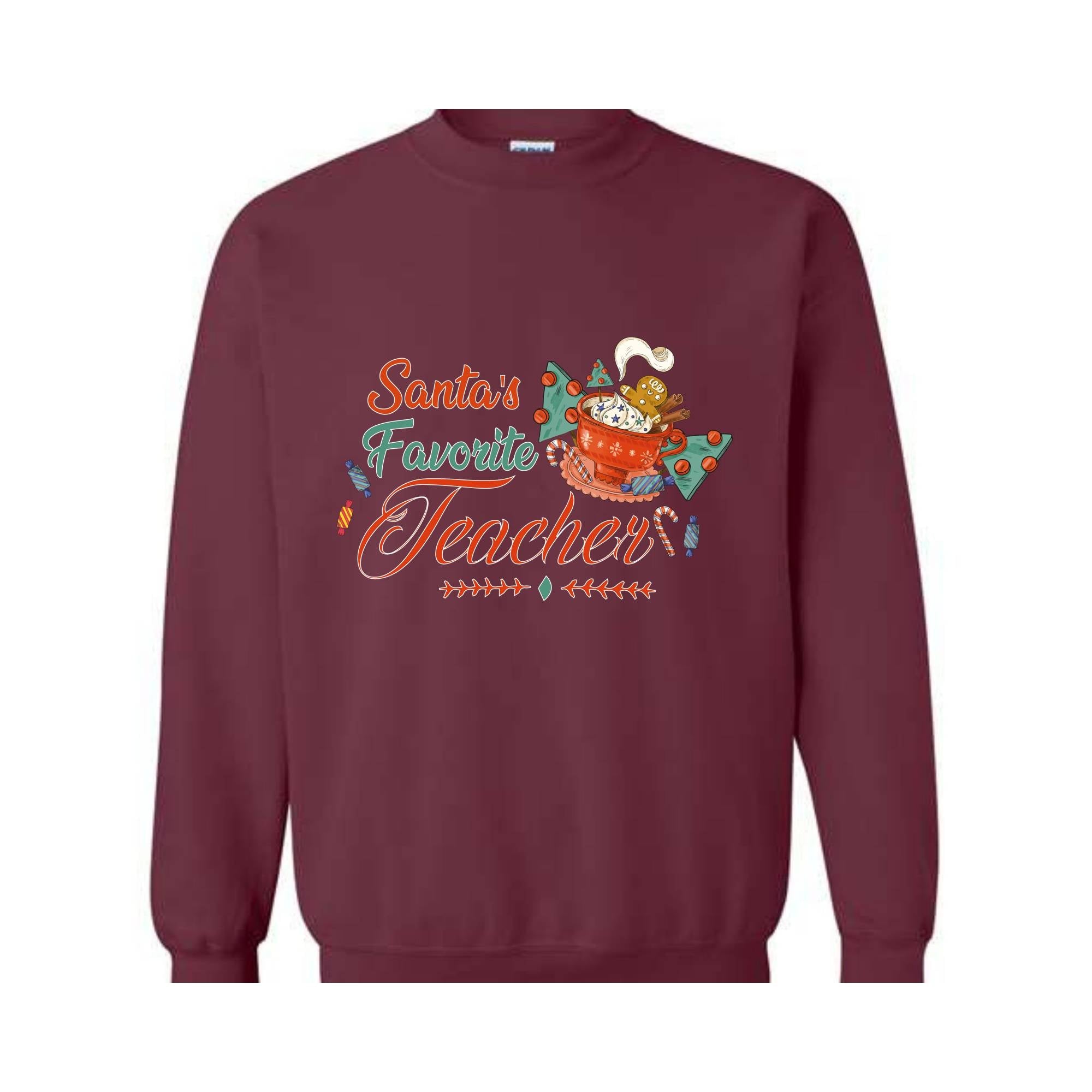 Santa's Favorite Teacher Christmas Shirt, Christmas Teacher Sweatshirt, Santa's Favorite Teacher Sweatshirt, Cute Teacher Christmas Sweater.