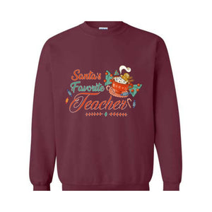 Santa's Favorite Teacher Christmas Shirt, Christmas Teacher Sweatshirt, Santa's Favorite Teacher Sweatshirt, Cute Teacher Christmas Sweater.