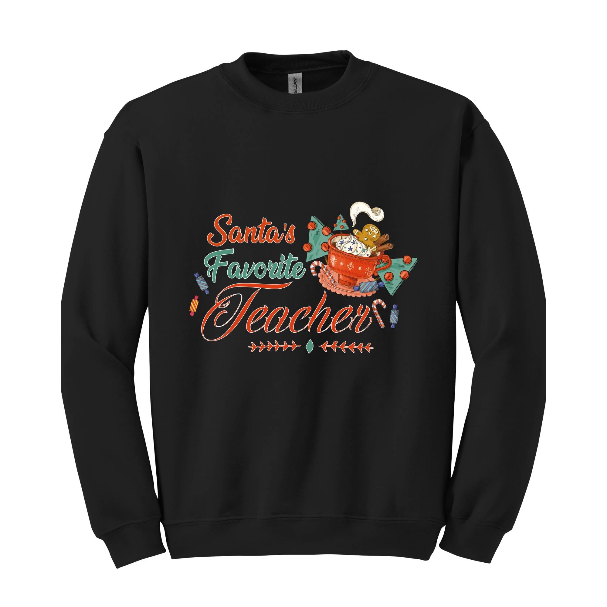 Santa's Favorite Teacher Christmas Shirt, Christmas Teacher Sweatshirt, Santa's Favorite Teacher Sweatshirt, Cute Teacher Christmas Sweater.