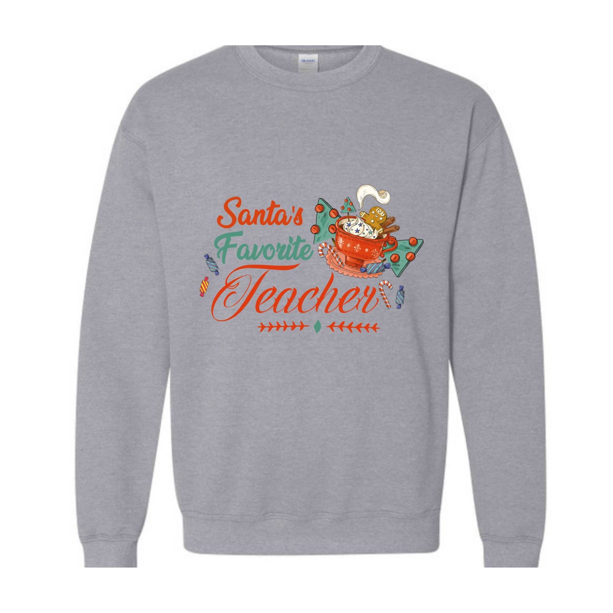 Santa's Favorite Teacher Christmas Shirt, Christmas Teacher Sweatshirt, Santa's Favorite Teacher Sweatshirt, Cute Teacher Christmas Sweater.