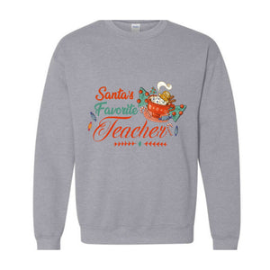 Santa's Favorite Teacher Christmas Shirt, Christmas Teacher Sweatshirt, Santa's Favorite Teacher Sweatshirt, Cute Teacher Christmas Sweater.