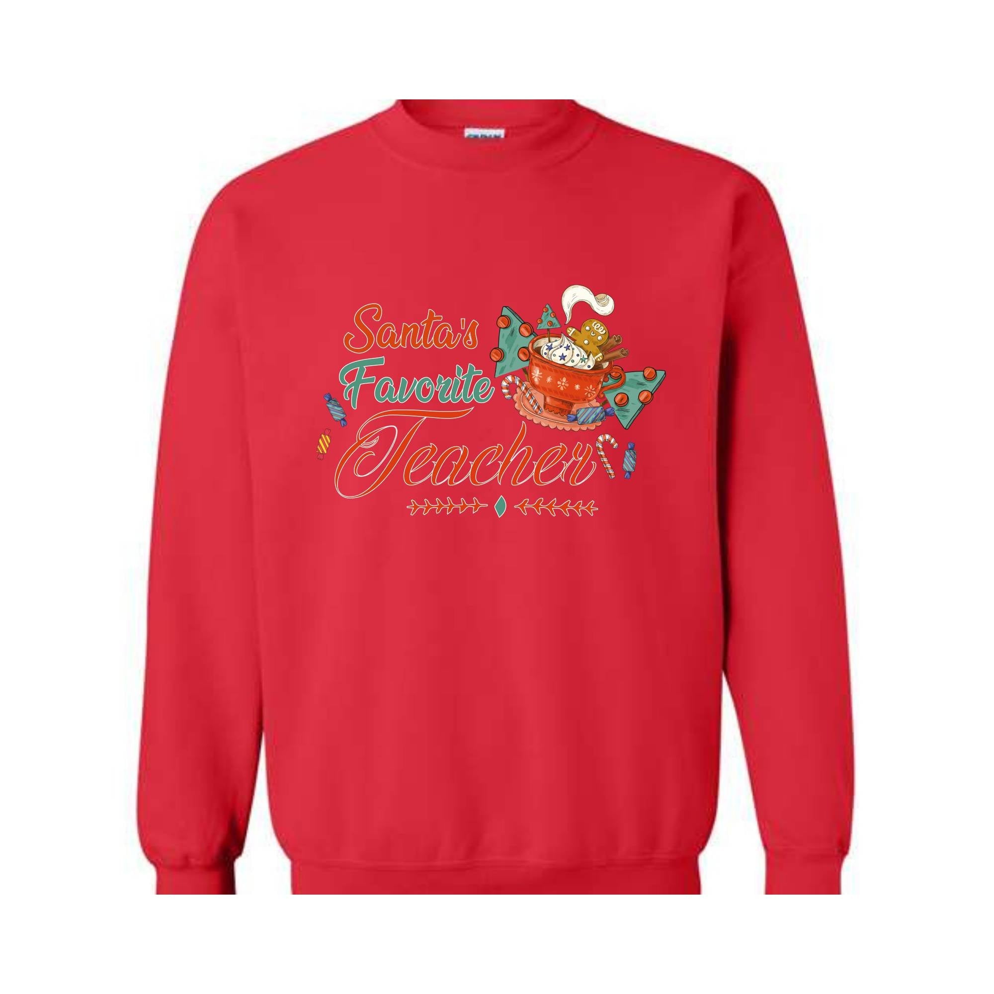 Santa's Favorite Teacher Christmas Shirt, Christmas Teacher Sweatshirt, Santa's Favorite Teacher Sweatshirt, Cute Teacher Christmas Sweater.