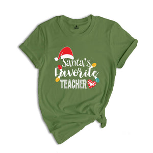 Santa's Favorite Teacher T-Shirt, Teacher Christmas Gift Shirt, Teacher Gift, Teacher Life Tee, Xmas Gift, Christmas Teacher Tee