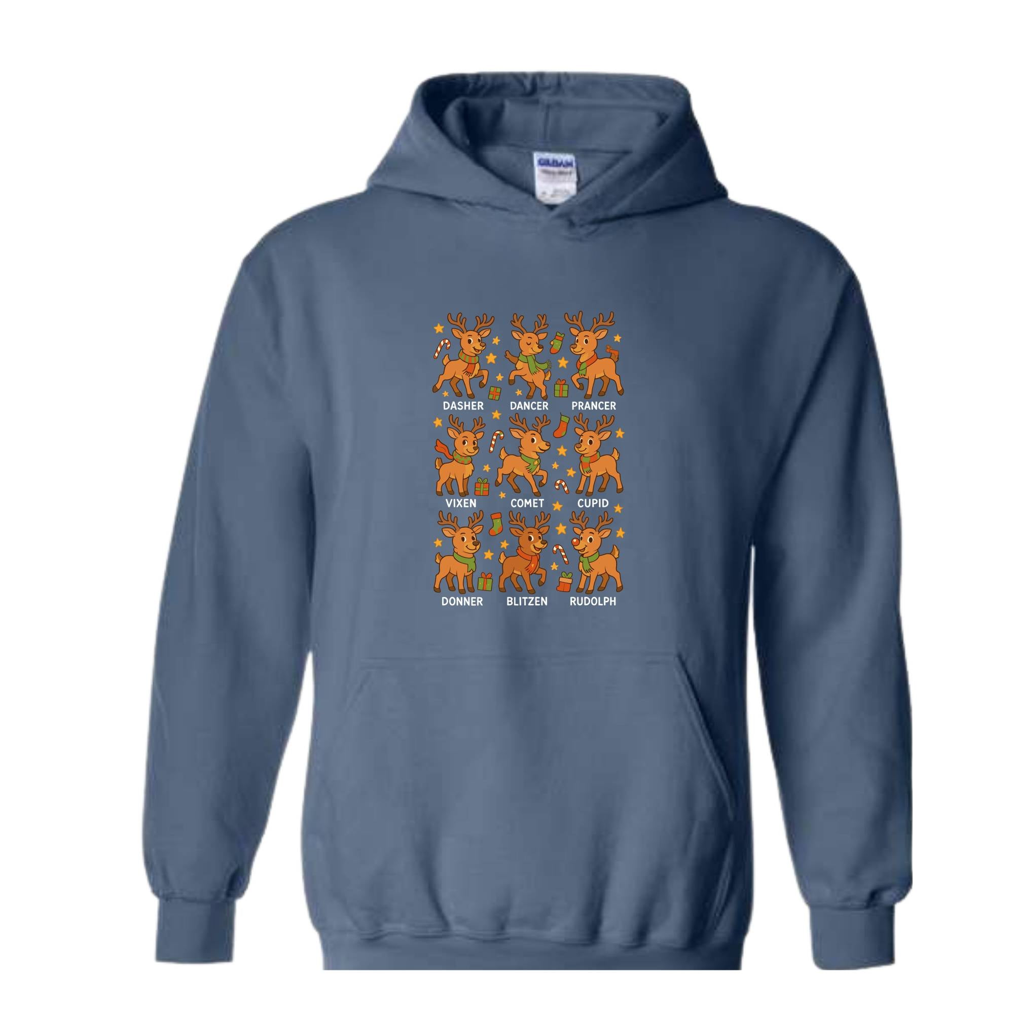 Santa’s Reindeer Sweatshirt, Cute Holiday Reindeer Tee, Christmas Hoodie, Gift For Lovers, Festive Reindeer Hoodie, Mama Hoodie