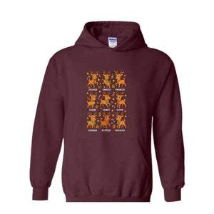 Santa’s Reindeer Sweatshirt, Cute Holiday Reindeer Tee, Christmas Hoodie, Gift For Lovers, Festive Reindeer Hoodie, Mama Hoodie