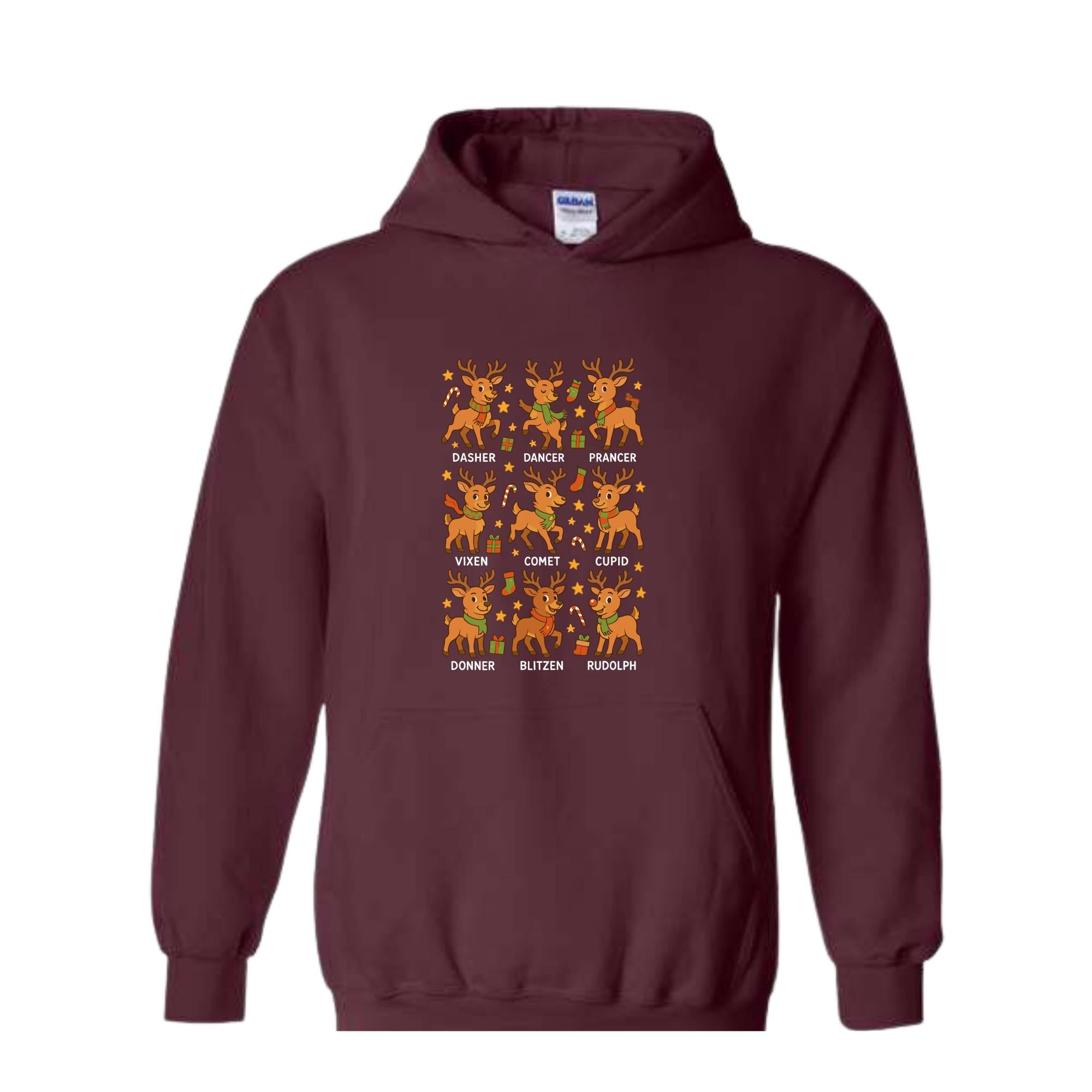 Santa’s Reindeer Sweatshirt, Cute Holiday Reindeer Tee, Christmas Hoodie, Gift For Lovers, Festive Reindeer Hoodie, Mama Hoodie