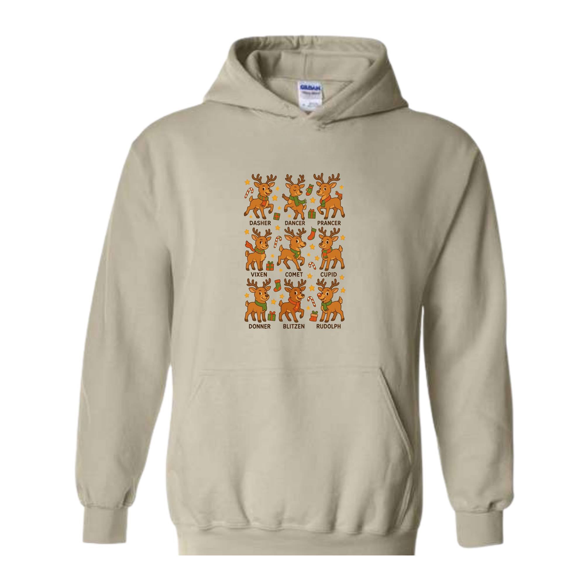 Santa’s Reindeer Sweatshirt, Cute Holiday Reindeer Tee, Christmas Hoodie, Gift For Lovers, Festive Reindeer Hoodie, Mama Hoodie