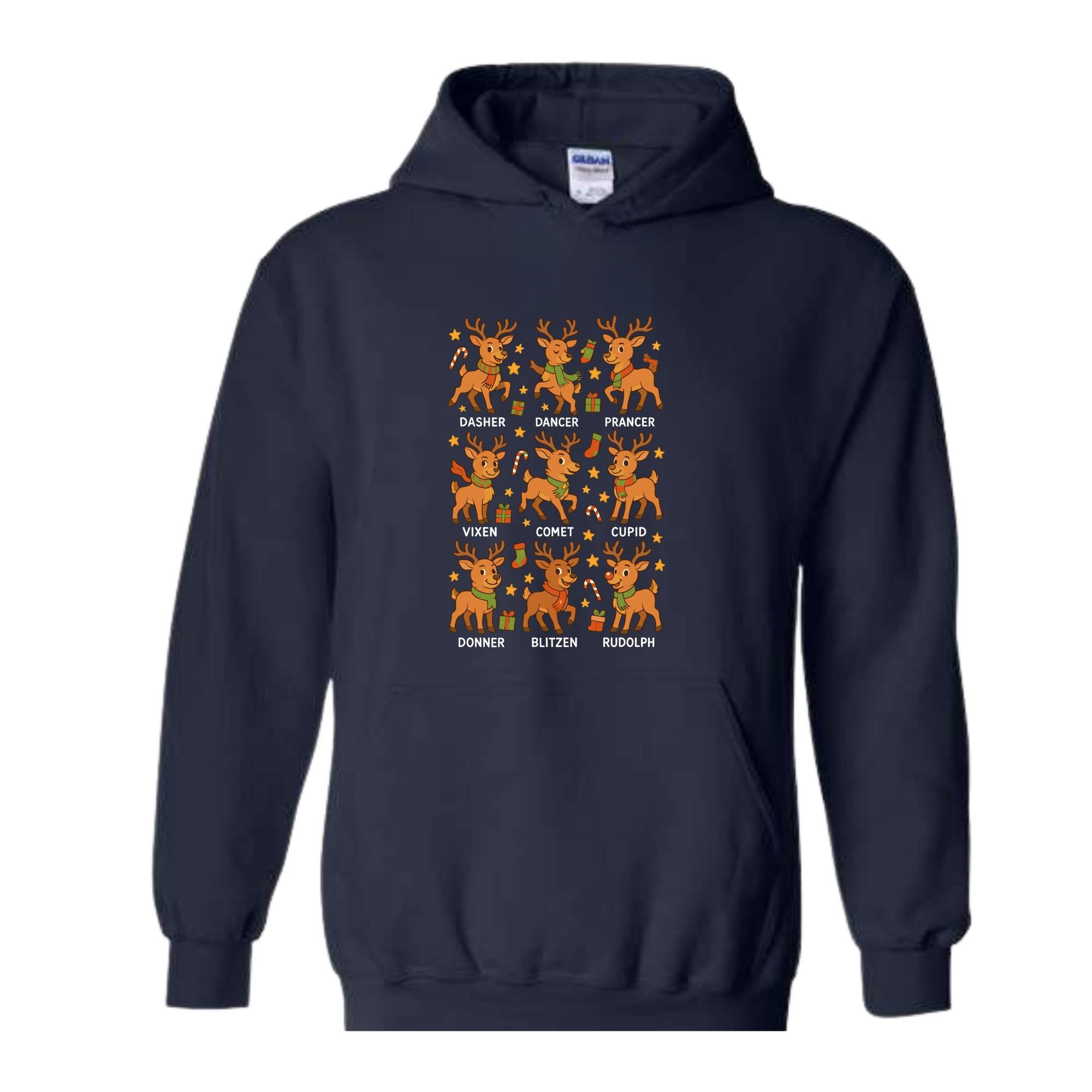 Santa’s Reindeer Sweatshirt, Cute Holiday Reindeer Tee, Christmas Hoodie, Gift For Lovers, Festive Reindeer Hoodie, Mama Hoodie