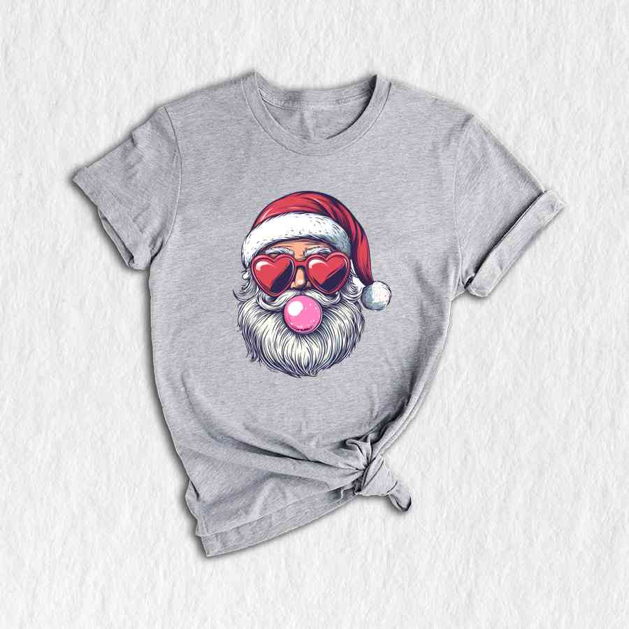 Retro Santa Blowing Bubble Shirt, Santa Claus Shirt, Santa Face Shirt, Funny Christmas Shirt, Cute Christmas Shirt, Holiday Season Shirt