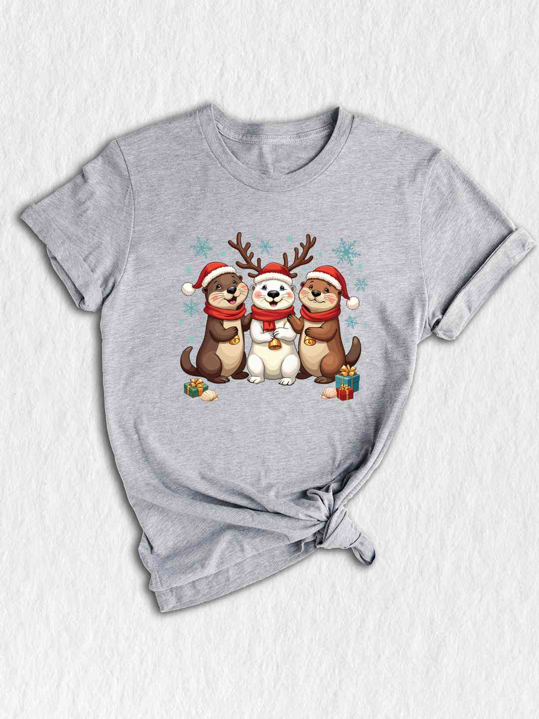 Christmas Otters Shirt, Christmas Shirt, Otter Lover Shirt, Christmas Animal Shirt, Sea Animal Shirt, Christmas Lights Shirt, Holiday Shirt