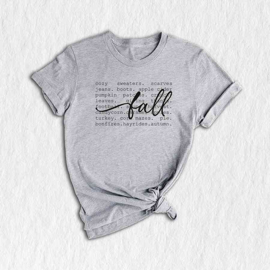 Fall Words Shirt, Fall Shirt, Autumn Shirt, Hello Fall Shirt, Thanksgiving Gift, Women's Fall Tees, Fall Season Shirt