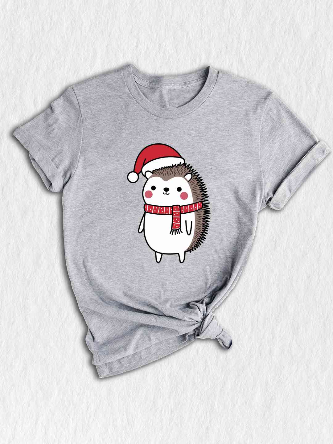 Hedgehog Santa Shirt, Hat Cute Christmas Shirt, Christmas Party Shirt, Christmas Holiday Tee, Cute Winter Shirt, Christmas Vibes Shirt