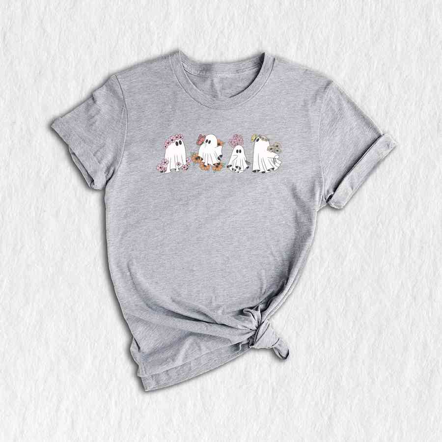 Retro Floral Ghosts Shirt, Cute Halloween Ghosts Shirt, Vintage Ghost Shirt, Ghosts With Flowers Shirt, Spooky Season Shirt, Ghost Shirt