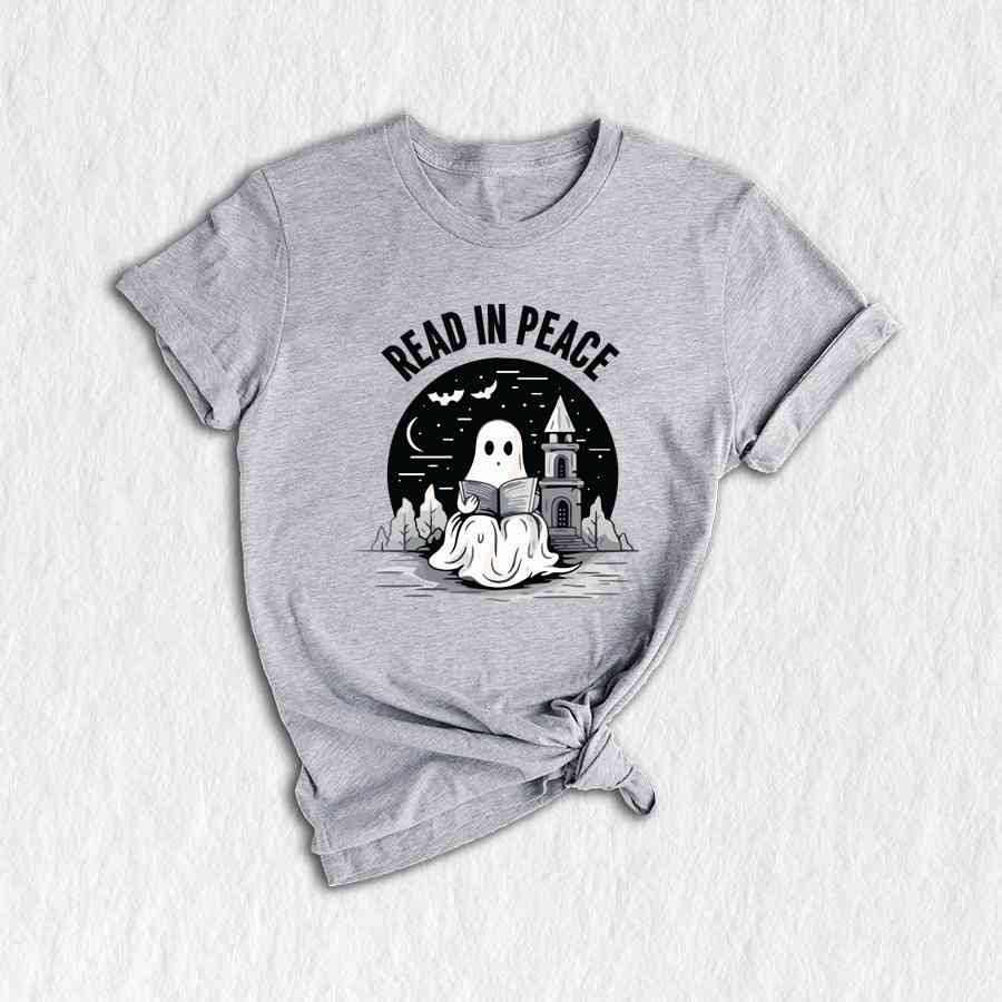 Read In Peace Shirt, Halloween Read In Peace Shirt, Halloween Ghost Reading Shirt, Funny Halloween Shirt, Book Lover Shirt, Spooky Shirt