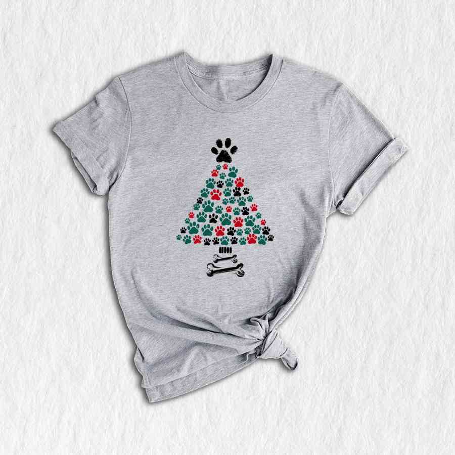 Dog Christmas Tree Shirt, Paw Tree Shirt, Paw Shirt, Dog Lover Shirt, Christmas Dog Shirt, Dog Lover Holiday Gift