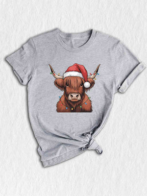 Christmas Cow Shirt, Cow Lights Shirt, Cute Cow Shirt, Cow Lover Shirt, Funny Christmas Shirt, Highland Cow Shirt, Farm Shirt