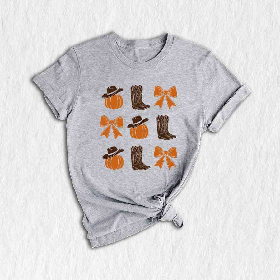 Trendy Pumpkin Shirt, Western Fall Shirt, Fall Bow Shirt, Fall Vibes Shirt, Fall Shirt, Thanksgiving Gift, Cowgirl Shirt