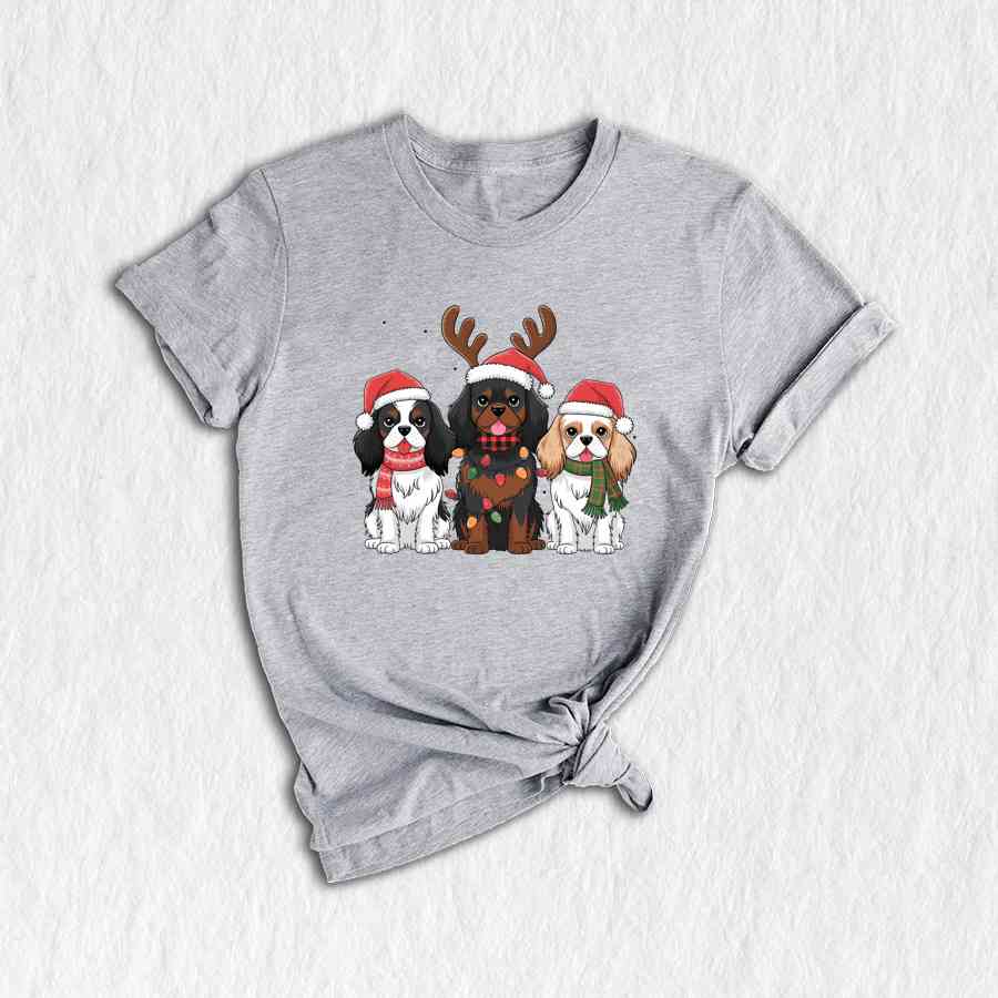 Dogs Christmas Shirt, Christmas Shirt, Dog Lover Shirt, King Charles Spaniel Shirt, Dog Mom Shirt, Dog Lover Gift