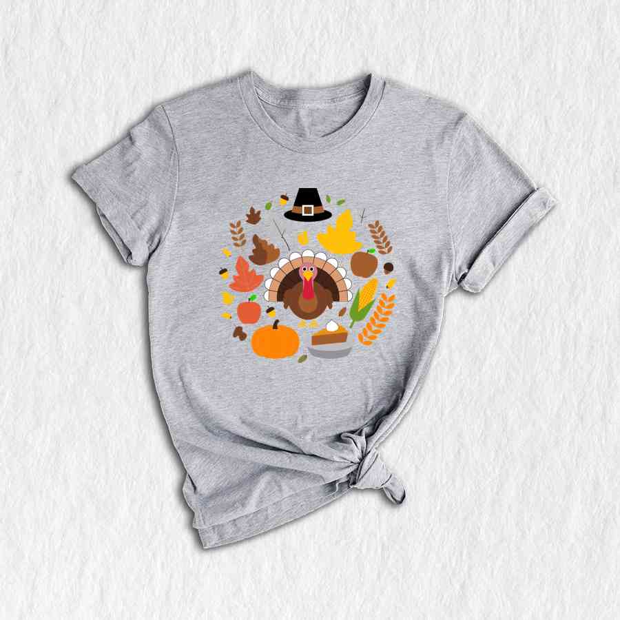 Thanksgiving Doodles Shirt, Pumpkin Leaves Shirt, Turkey Day Shirt, Thanksgiving Shirt, Peace Sign Shirt, Turkey Shirt, Funny Fall Shirt